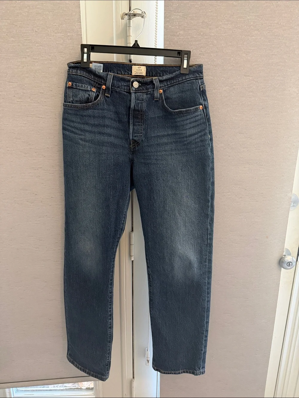 Levi's High-Rise Straight Jeans — Dark Indigo Blue 501 C